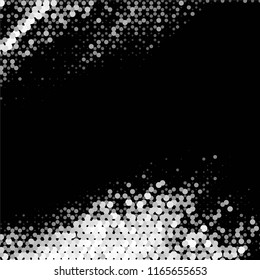 Abstract grunge grid stripe halftone background pattern. Spotted black and white line vector illustration

