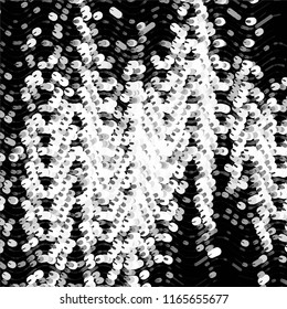 Abstract grunge grid stripe halftone background pattern. Spotted black and white line vector illustration
