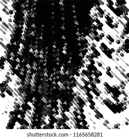 Abstract grunge grid stripe halftone background pattern. Spotted black and white line vector illustration
