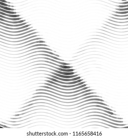 Abstract grunge grid stripe halftone background pattern. Spotted black and white line vector illustration
