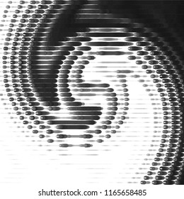 Abstract grunge grid stripe halftone background pattern. Spotted black and white line vector illustration

