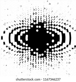Abstract grunge grid stripe halftone background pattern. Spotted black and white line vector illustration
