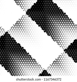 Abstract grunge grid stripe halftone background pattern. Spotted black and white line vector illustration
