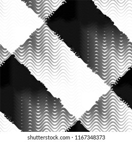 Abstract grunge grid stripe halftone background pattern. Spotted black and white line vector illustration

