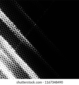 Abstract grunge grid stripe halftone background pattern. Spotted black and white line vector illustration
