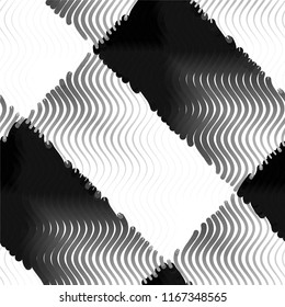 Abstract grunge grid stripe halftone background pattern. Spotted black and white line vector illustration
