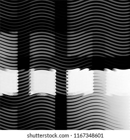 Abstract grunge grid stripe halftone background pattern. Spotted black and white line vector illustration
