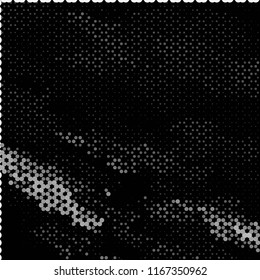 Abstract grunge grid stripe halftone background pattern. Spotted black and white line vector illustration
