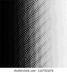 Abstract grunge grid stripe halftone background pattern. Spotted black and white line vector illustration
