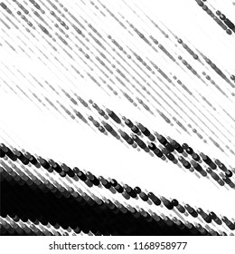 Abstract grunge grid stripe halftone background pattern. Spotted black and white line vector illustration
