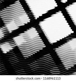 Abstract grunge grid stripe halftone background pattern. Spotted black and white line vector illustration
