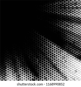 Abstract grunge grid stripe halftone background pattern. Spotted black and white line vector illustration
