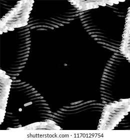 Abstract grunge grid stripe halftone background pattern. Spotted black and white line vector illustration
