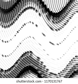 Abstract grunge grid stripe halftone background pattern. Spotted black and white line vector illustration
