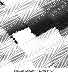 Abstract grunge grid stripe halftone background pattern. Spotted black and white line vector illustration

