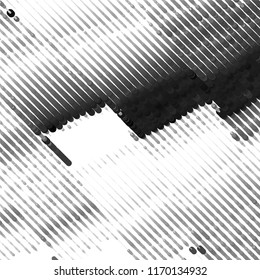 Abstract grunge grid stripe halftone background pattern. Spotted black and white line vector illustration
