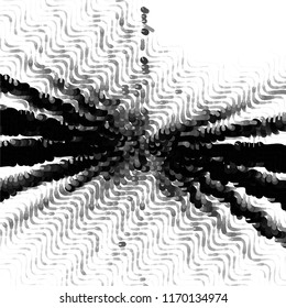 Abstract grunge grid stripe halftone background pattern. Spotted black and white line vector illustration
