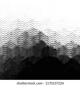 Abstract grunge grid stripe halftone background pattern. Spotted black and white line vector illustration
