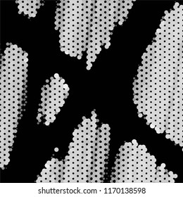 Abstract grunge grid stripe halftone background pattern. Spotted black and white line vector illustration
