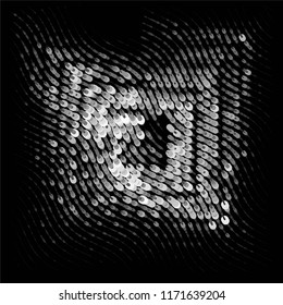 Abstract grunge grid stripe halftone background pattern. Spotted black and white line vector illustration
