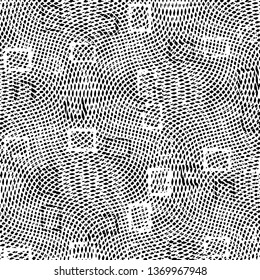 Abstract grunge grid stripe halftone background pattern. Black and white line vector illustration