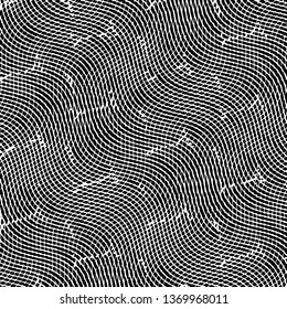 Abstract grunge grid stripe halftone background pattern. Black and white line vector illustration