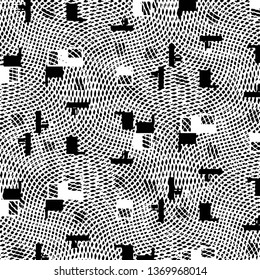 Abstract grunge grid stripe halftone background pattern. Black and white line vector illustration