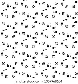 Abstract grunge grid stripe halftone background pattern. Black and white line vector illustration