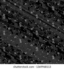 Abstract grunge grid stripe halftone background pattern. Black and white line vector illustration