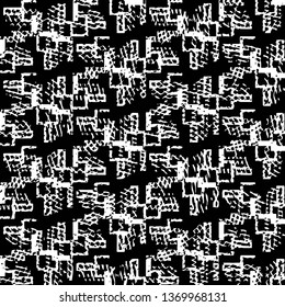 Abstract grunge grid stripe halftone background pattern. Black and white line vector illustration