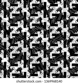 Abstract grunge grid stripe halftone background pattern. Black and white line vector illustration