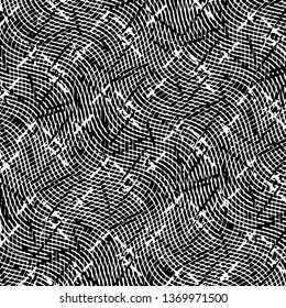 Abstract grunge grid stripe halftone background pattern. Black and white line vector illustration