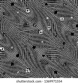 Abstract grunge grid stripe halftone background pattern. Black and white line vector illustration