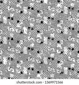 Abstract grunge grid stripe halftone background pattern. Black and white line vector illustration