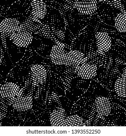 Abstract grunge grid stripe halftone background pattern. Black and white line vector illustration