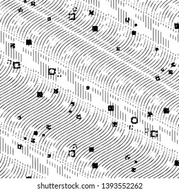 Abstract grunge grid stripe halftone background pattern. Black and white line vector illustration