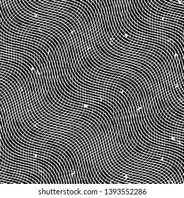 Abstract grunge grid stripe halftone background pattern. Black and white line vector illustration