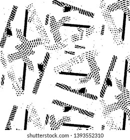 Abstract grunge grid stripe halftone background pattern. Black and white line vector illustration