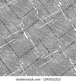 Abstract grunge grid stripe halftone background pattern. Black and white line vector illustration