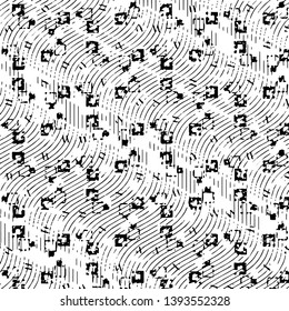Abstract grunge grid stripe halftone background pattern. Black and white line vector illustration