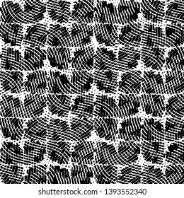 Abstract grunge grid stripe halftone background pattern. Black and white line vector illustration