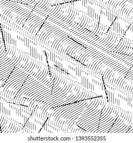 Abstract grunge grid stripe halftone background pattern. Black and white line vector illustration