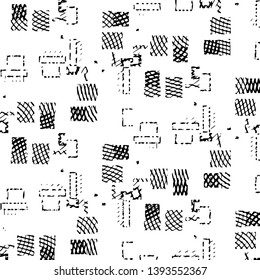 Abstract grunge grid stripe halftone background pattern. Black and white line vector illustration