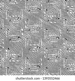 Abstract grunge grid stripe halftone background pattern. Black and white line vector illustration