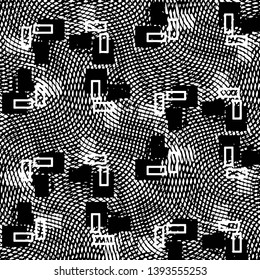 Abstract grunge grid stripe halftone background pattern. Black and white line vector illustration