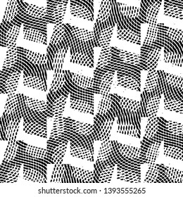 Abstract grunge grid stripe halftone background pattern. Black and white line vector illustration