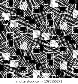Abstract grunge grid stripe halftone background pattern. Black and white line vector illustration