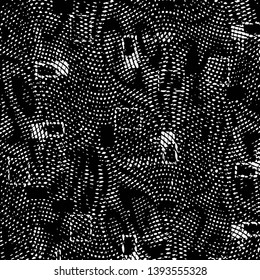 Abstract grunge grid stripe halftone background pattern. Black and white line vector illustration