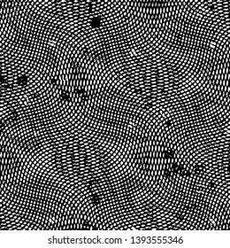 Abstract grunge grid stripe halftone background pattern. Black and white line vector illustration