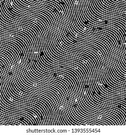 Abstract grunge grid stripe halftone background pattern. Black and white line vector illustration